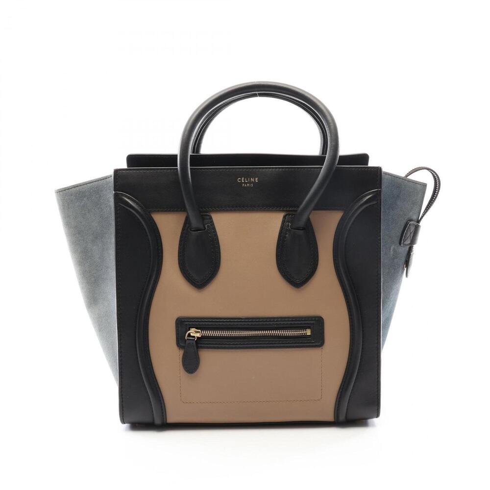 Celine Luggage Mini Shopper Handbag - Leather/Suede Women's Beige, Black, Blue